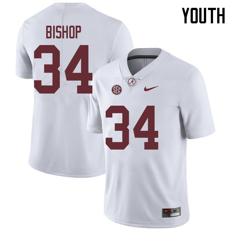 Alabama Crimson Tide Youth Brandon Bishop #34 White NCAA Nike Authentic Stitched 2018 College Football Jersey TN16V66WI